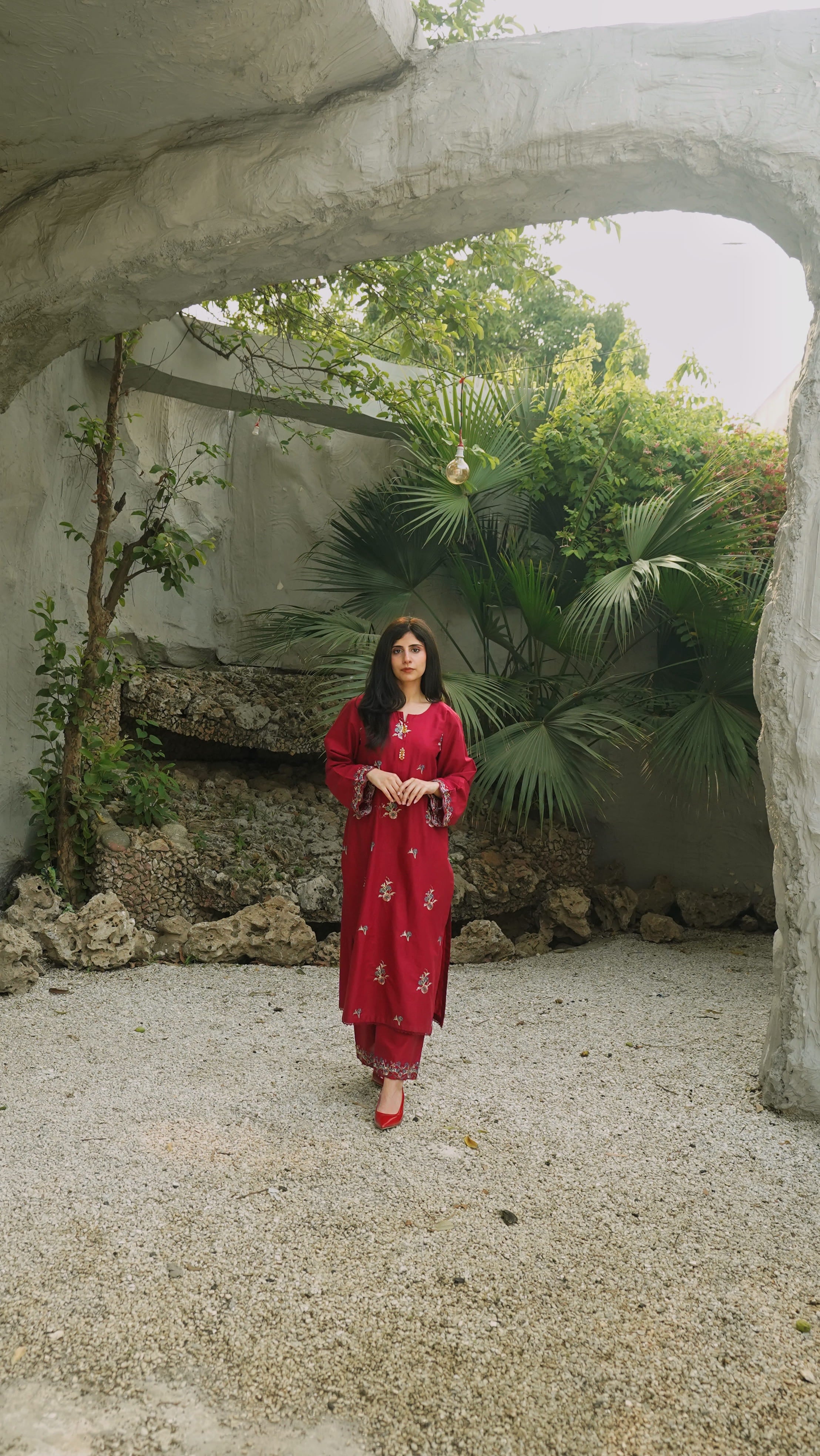 Crimson Royalty Embroidered Co-Ord