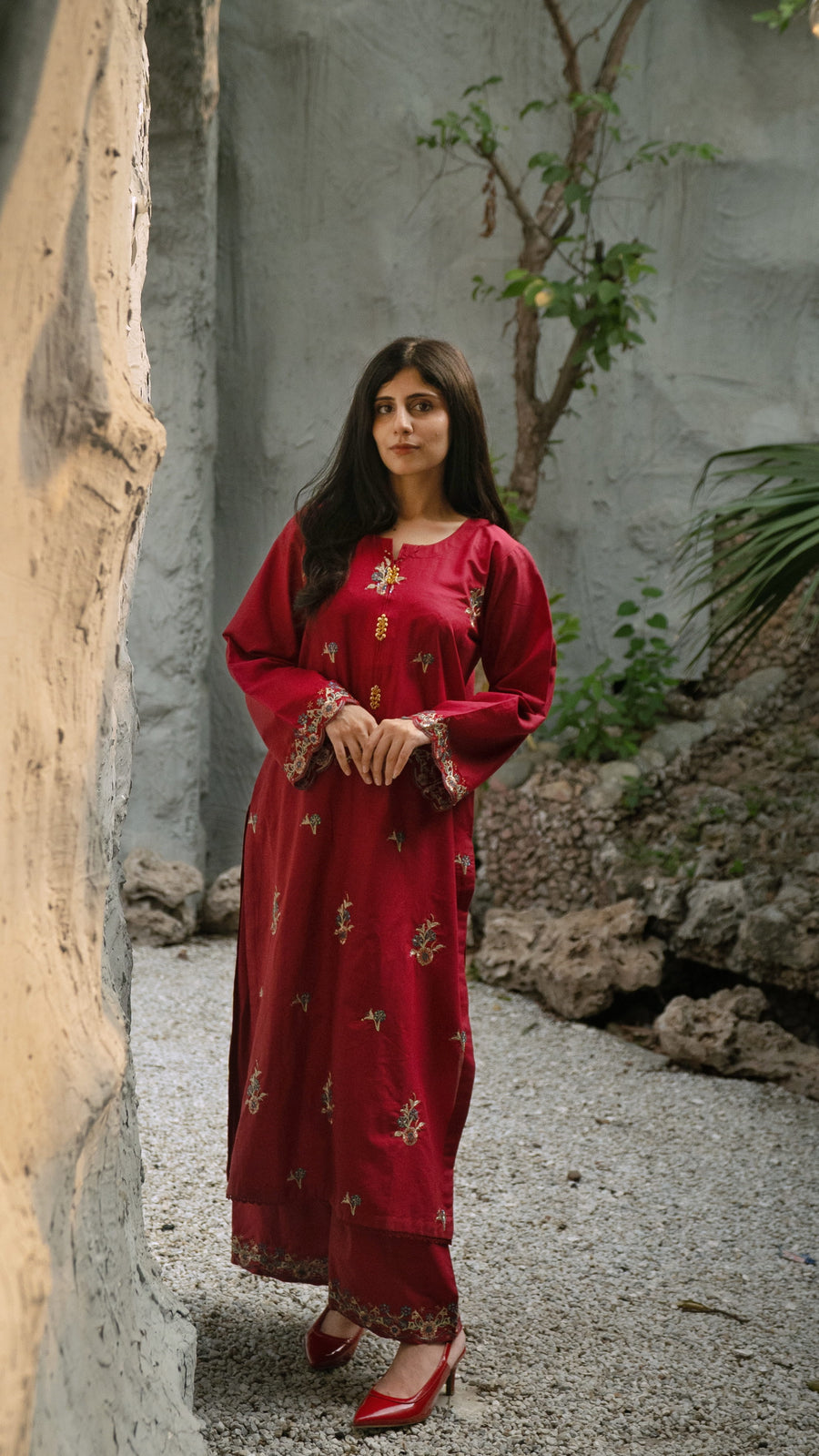 Crimson Royalty Embroidered Co-Ord
